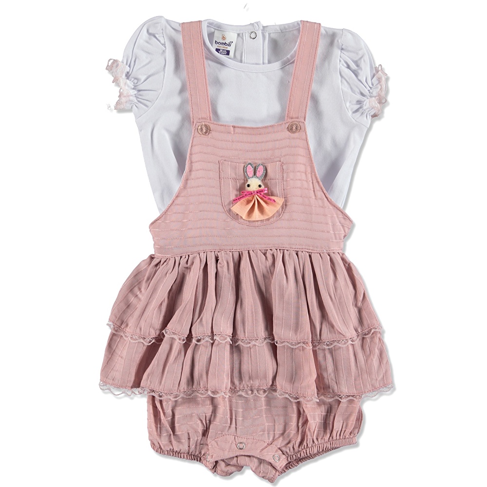 Bombili Summer Baby Girl Poplin Short Sleeve Dungarees Sweatshirt