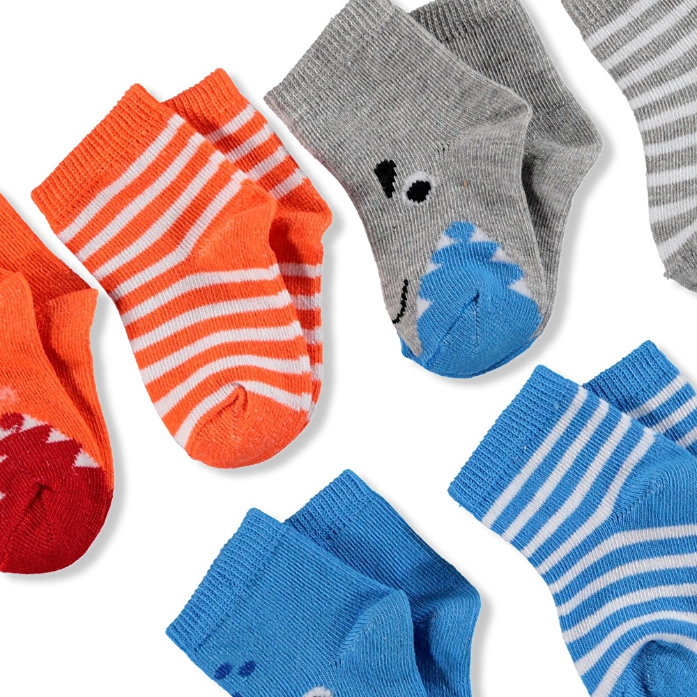 ebebek HelloBaby Anti Skid Cotton Socks for Boy Girl 1-4 Years Baby 3 Pairs Non-slip 