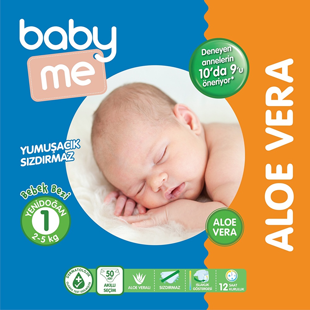 Baby Me Aloe Vera Yenidogan 1 Bebek Bezi 2 5 Kg 50 Adet Ebebek