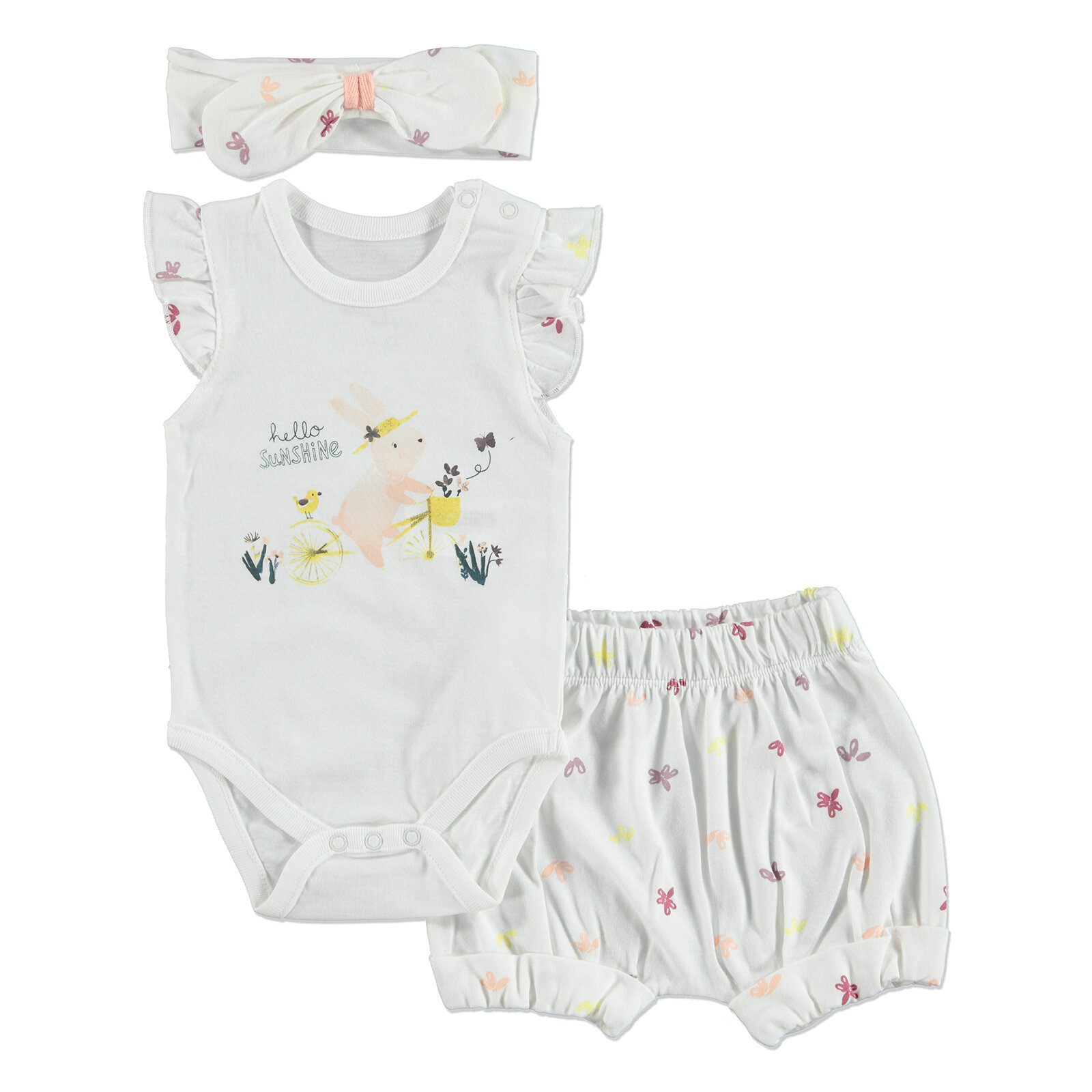 newborn fashion club cilek sekeri yaz kiz bebek firfirli body sort sac bandi
