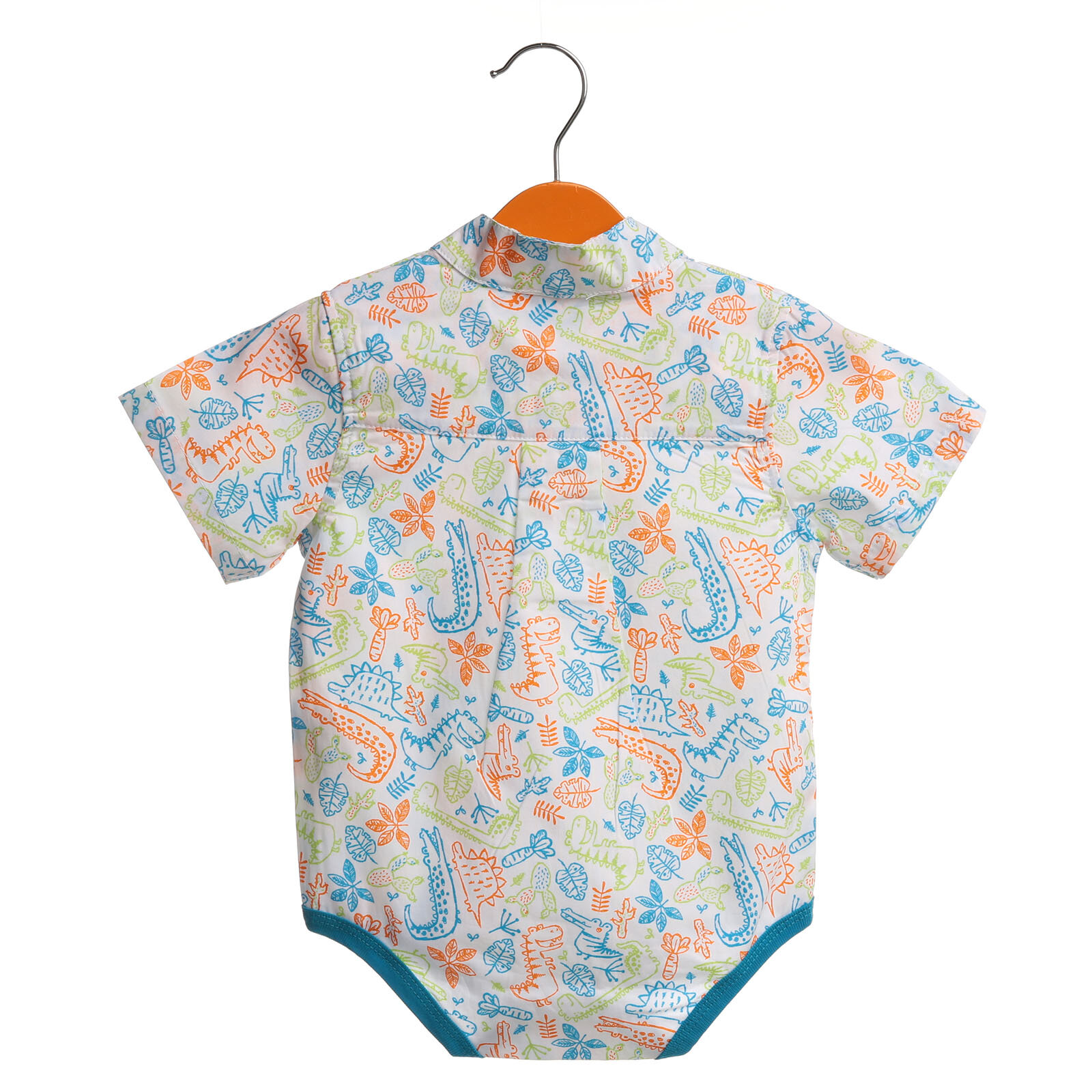 Bambaki Yaz Erkek Bebek Dinozor Adası Poplin Kısa Kol Polo