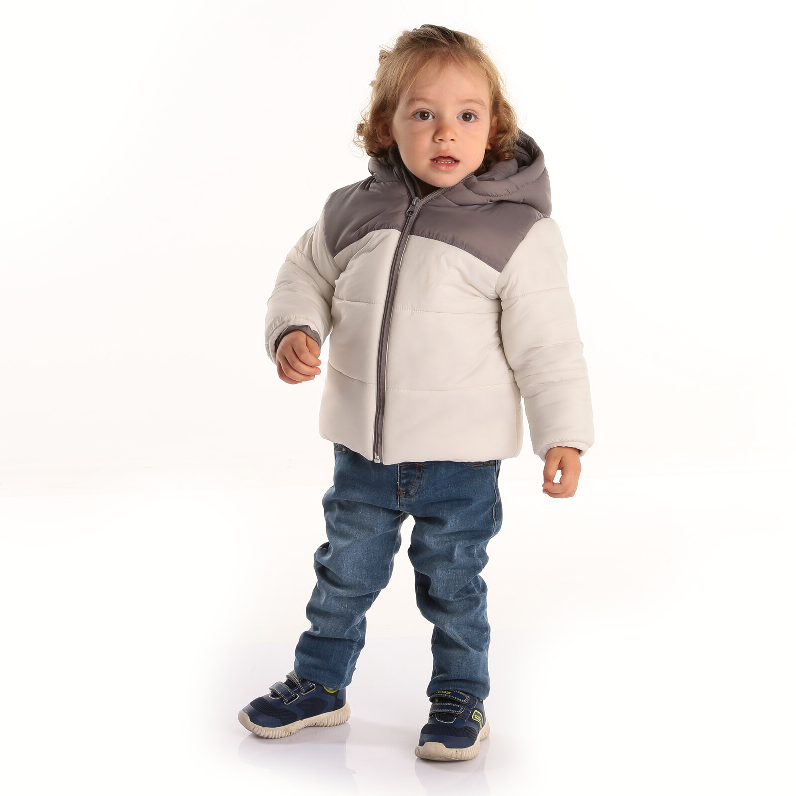 hellobaby kis bebek basic iki renkli kapusonlu mont