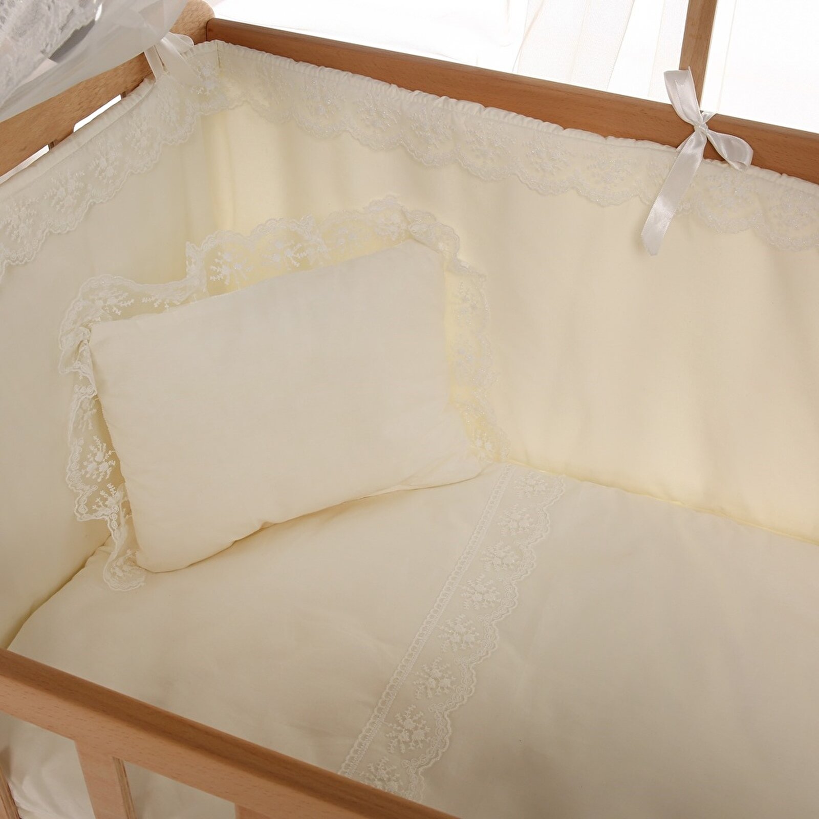 Bebekonfor Elyaza Dogal Anne Yani Asansorlu Uyku Setli Besik 60x120 Cm Krem