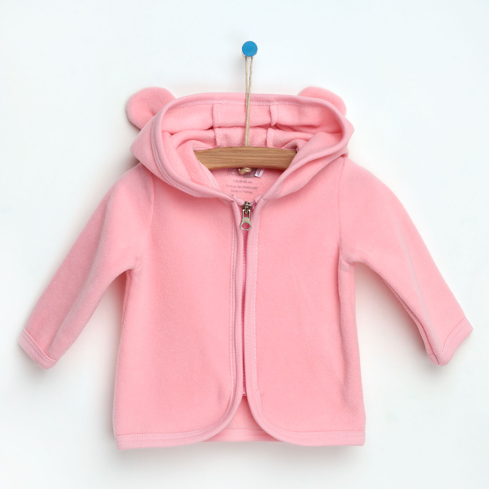 hellobaby basic bebek kapusonlu polar hirka