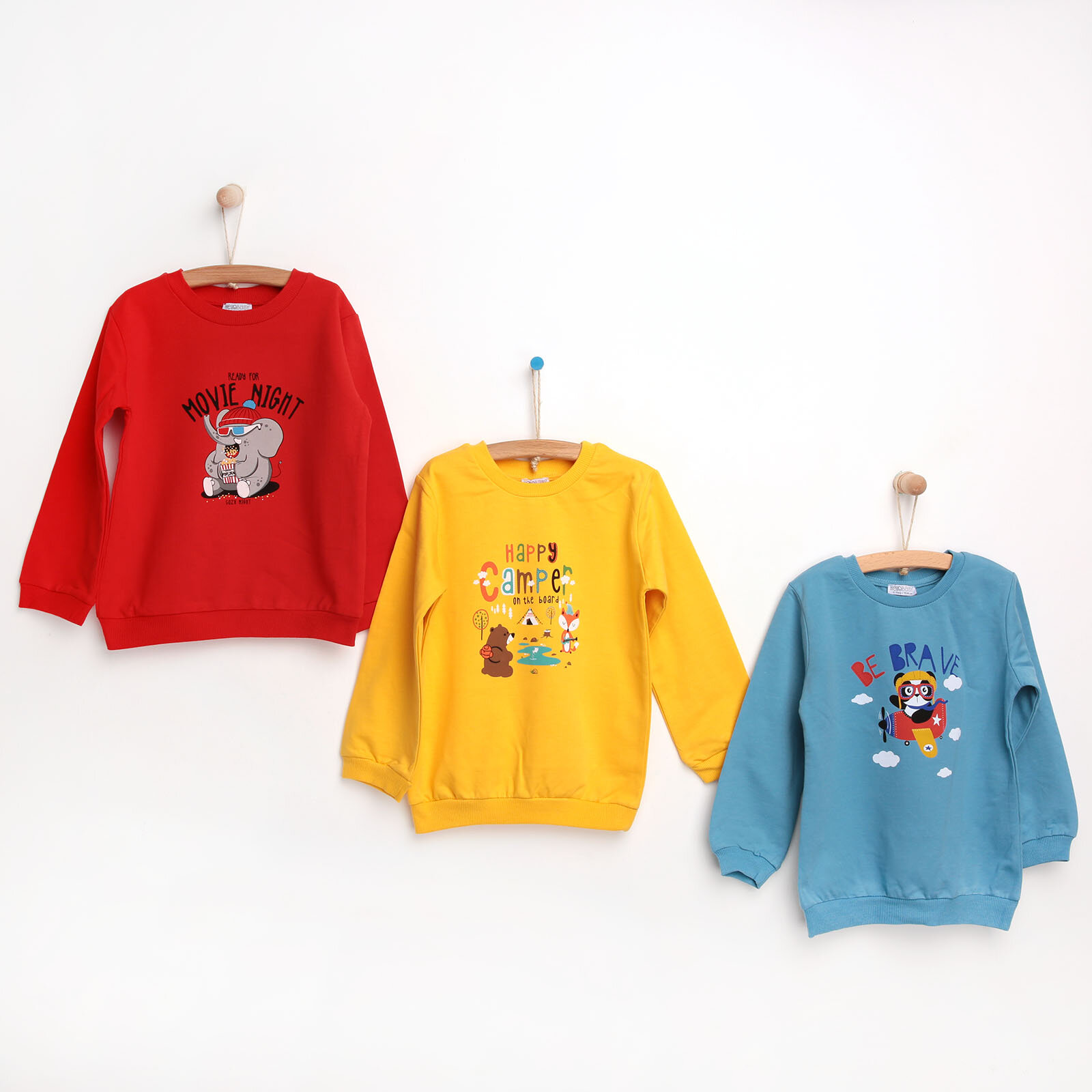 Hellobaby Basic 3lu Baskili Sweatshirt
