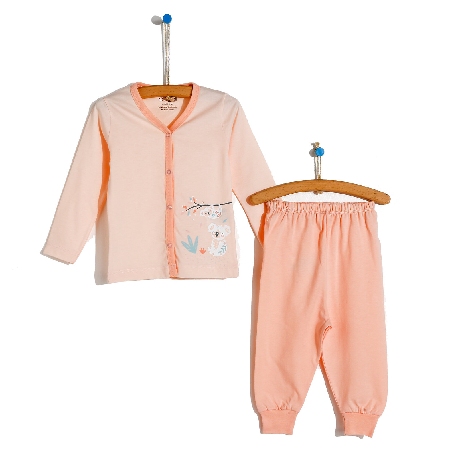 hellobaby basic kiz bebek baharlik citcitli pijama takimi