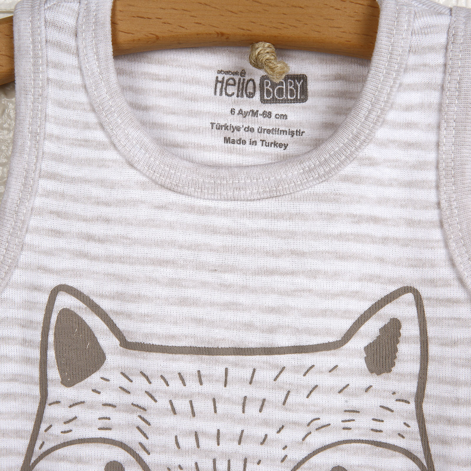 Hellobaby Cizgili Sevimli Hayvanlar Atlet Body Ebebek