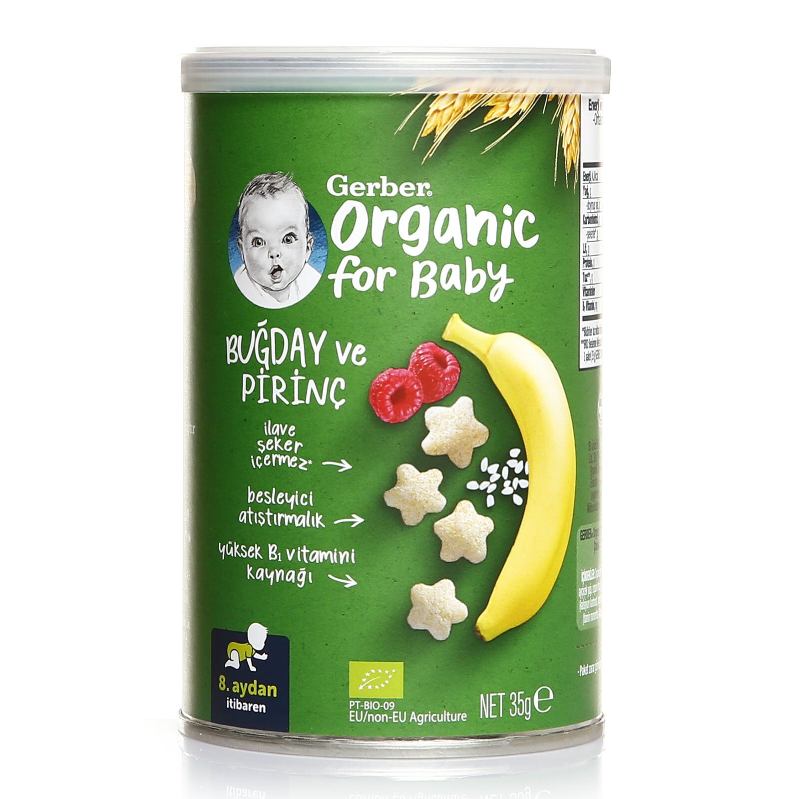 Gerber Organik Pirincli Bugdayli Muzlu Ve Ahududulu Bebek Atistirmaligi 35 Gr Ebebek