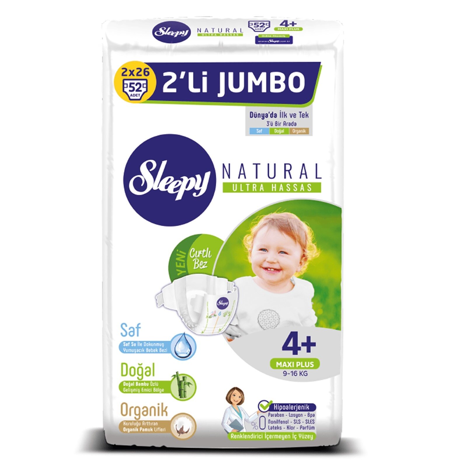 sleepy natural maxi plus 4 beden bebek bezi 9 16 kg 52 adet