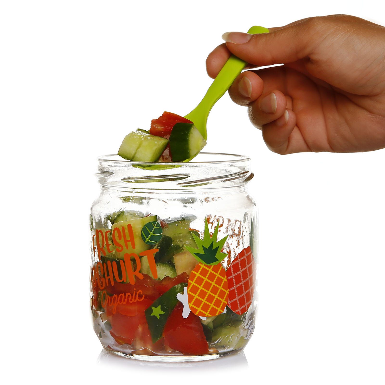 baby plus Desenli MeyveSalataYoğurt Saklama Kavanozu 425ml