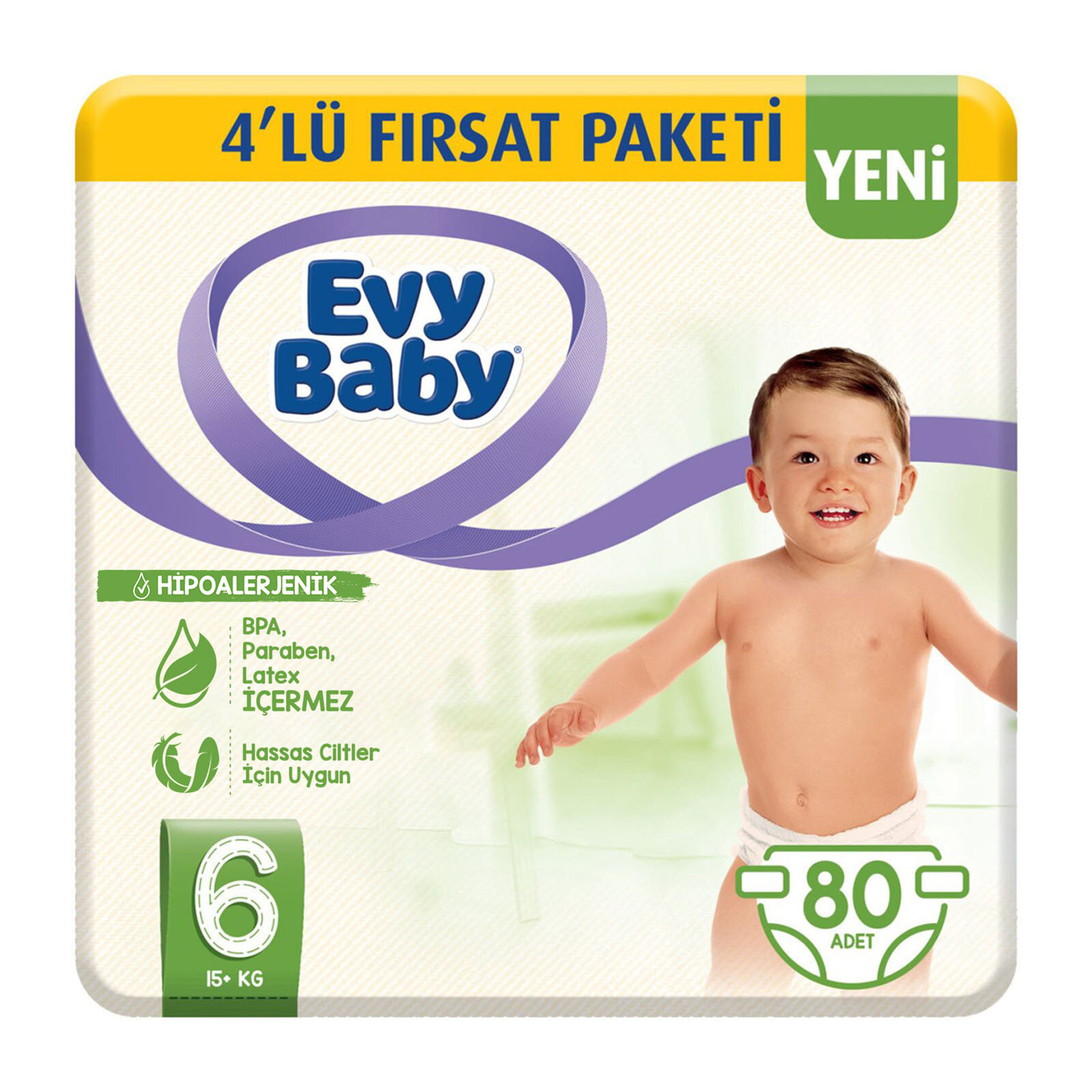 evy baby bebek bezi 6 beden ekstra large 4 lu firsat paketi 80 adet