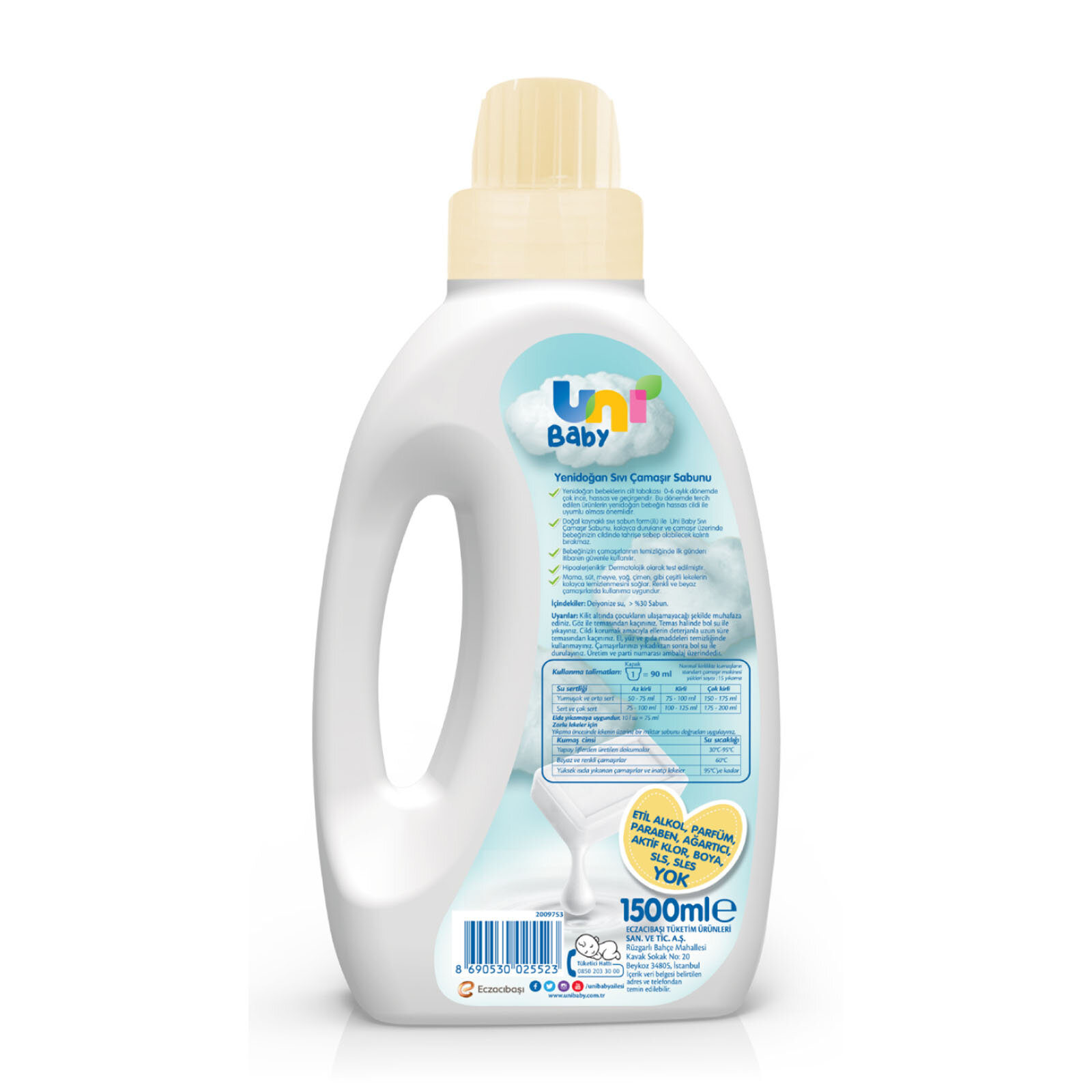 uni baby yenidogan sivi camasir sabunu 1500 ml