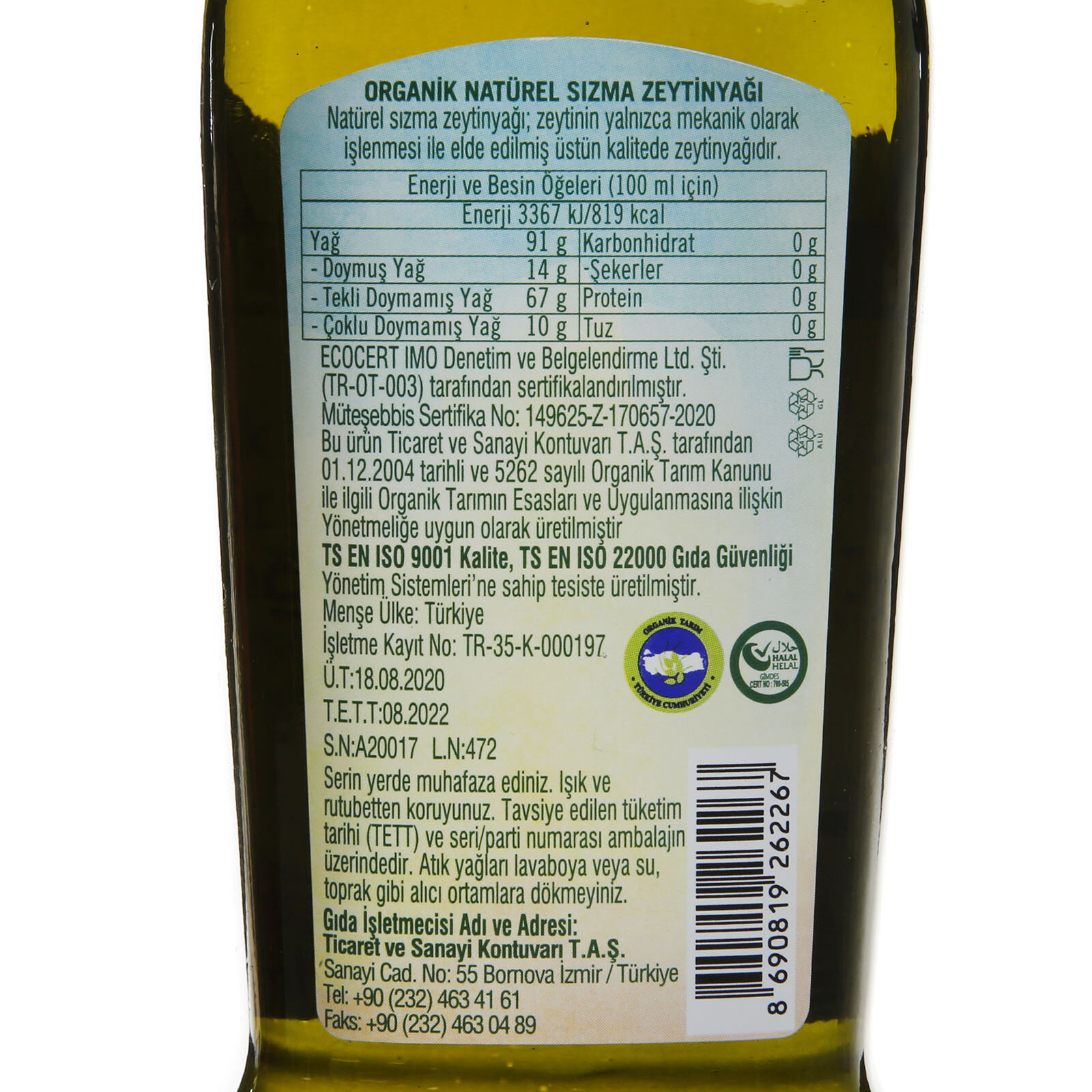 kristal organik naturel sizma zeytinyagi 250 ml cam