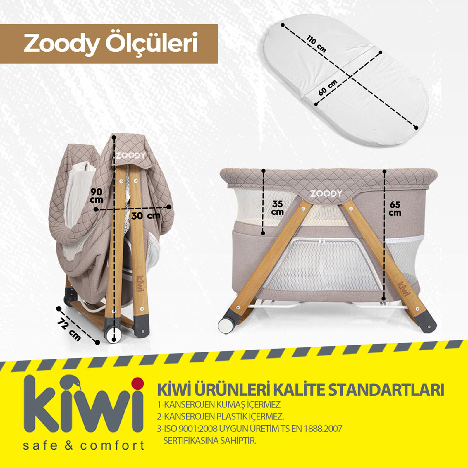 Kiwi Zoody Ahsap Katlanabilir Besik Oyun Parki Ebebek