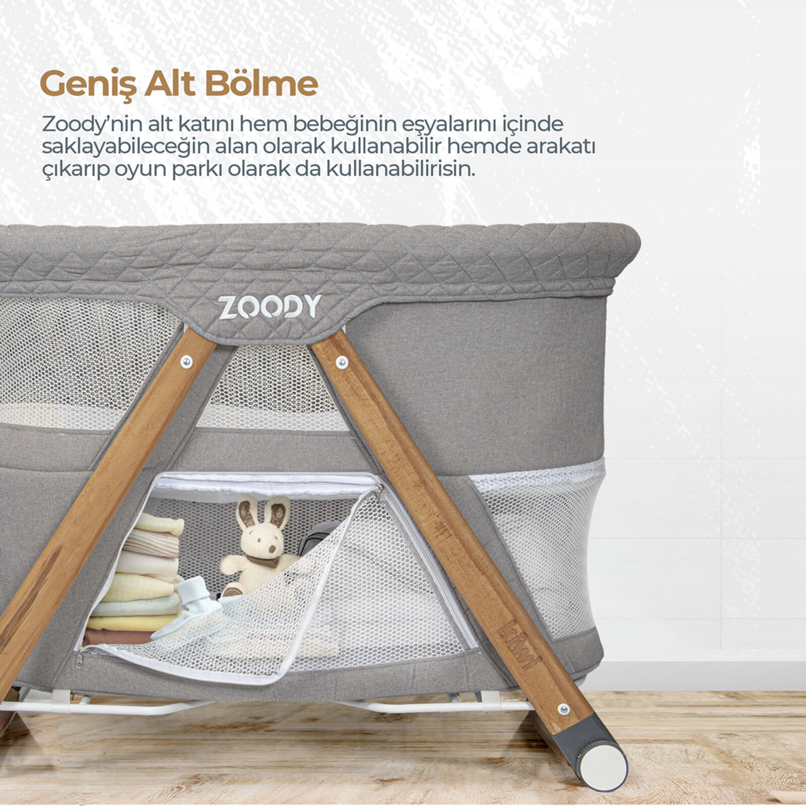 Kiwi Zoody Ahşap Katlanabilir Beşik Oyun Parkı Kiwi Zoody Ahşap Katlanabilir Beşik Oyun Parkı