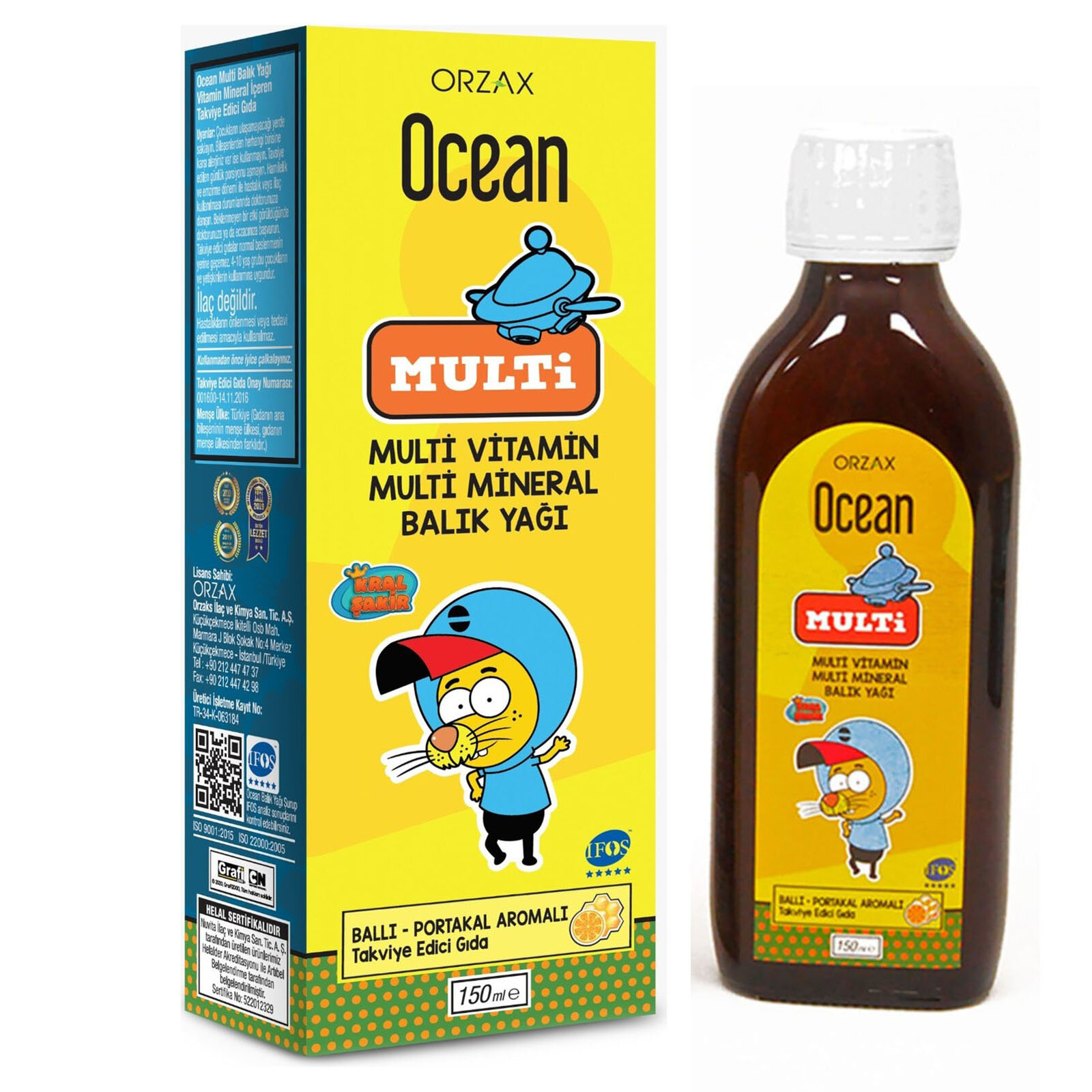 Orzax Ocean Multivitamin Balik Yagi Surup Balli Portakal Aromali 150 Ml Ebebek