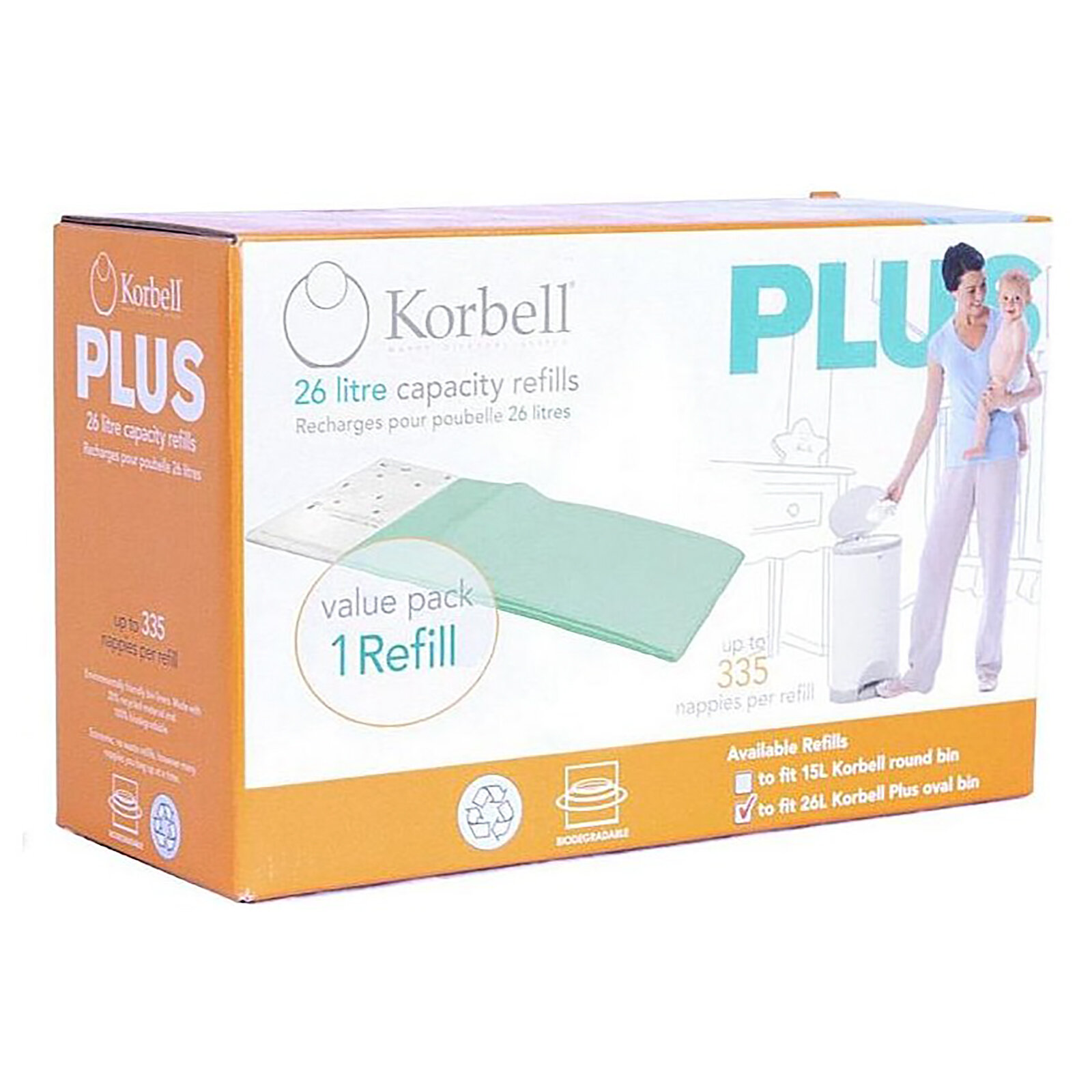 Korbell Plus 335 Adet Kirli Bebek Bezi Kapasiteli Çöp Poşeti ebebek