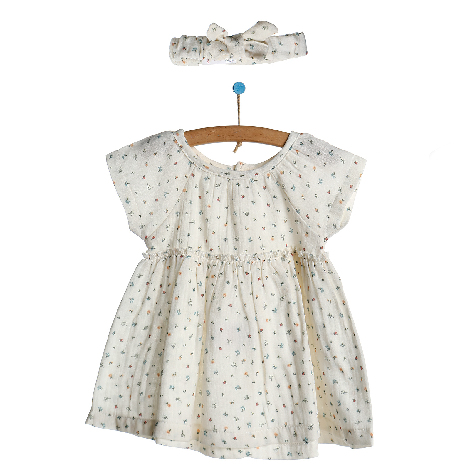 Snapflower Çıtır Çiçek Detaylı Rahat Kesim Elbise & Bandana Takım