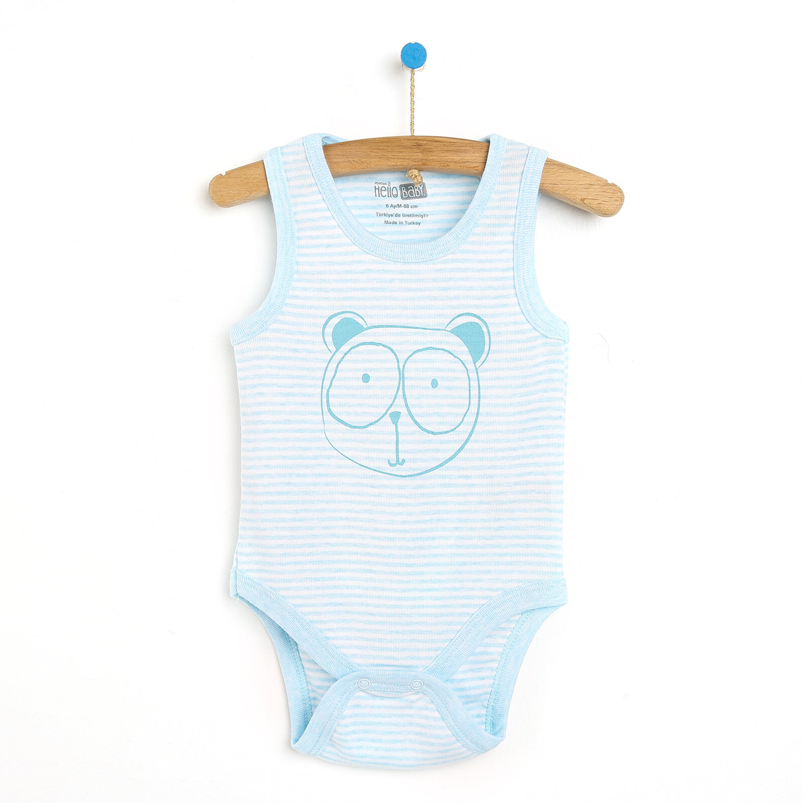 HelloBaby Çizgili Sevimli Hayvan Surat Atlet Body ebebek