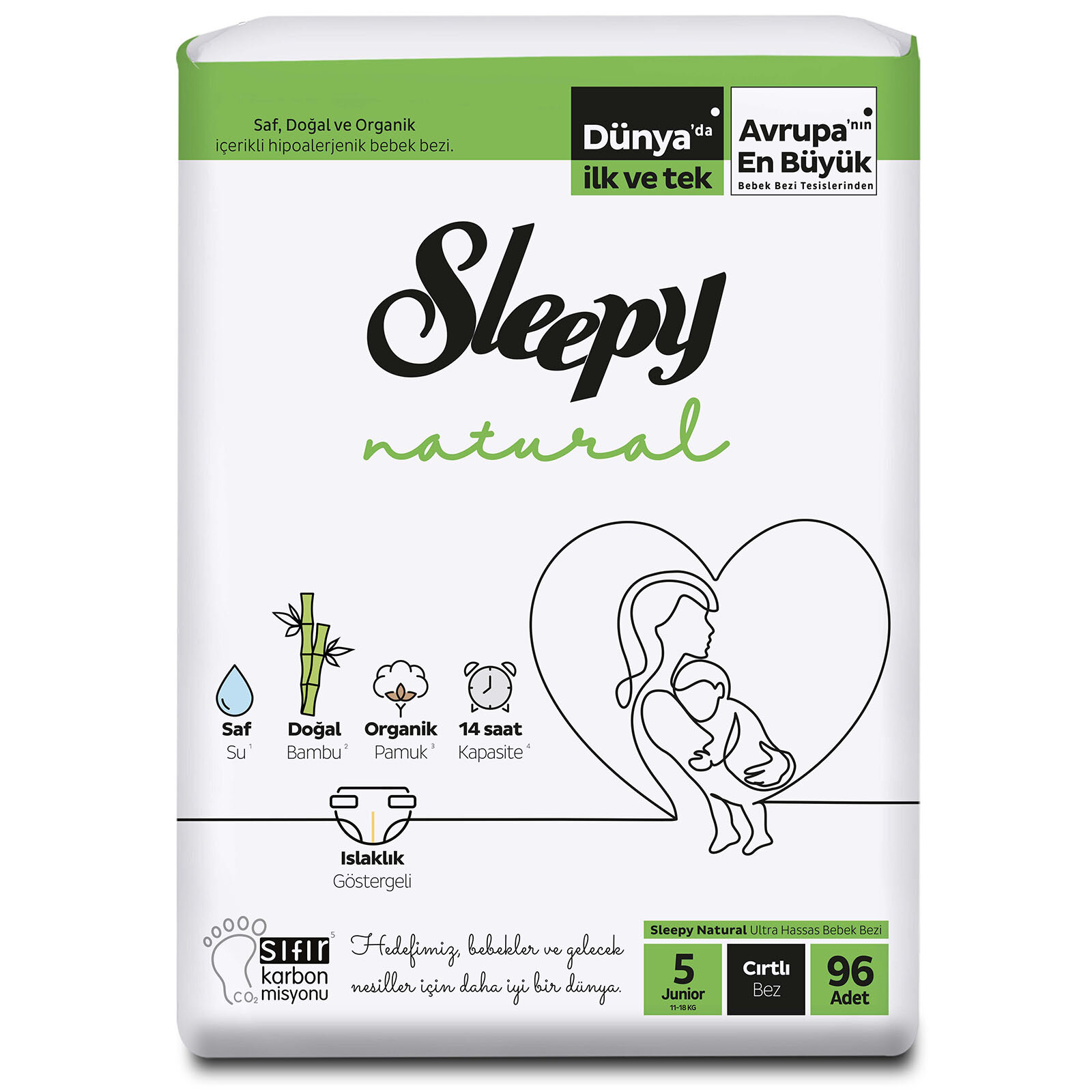 Sleepy Natural Junior 5 Beden 4 Lu Jumbo Bebek Bezi 11 18 Kg 96 Adet Ebebek