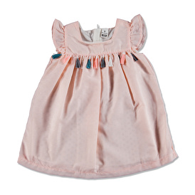 Yaz Kız Bebek Vual Kısa Kol Modelli Yaka Elbise