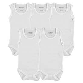 Basic Rib Sleeveless Baby Bodysuit 5 pcs - White