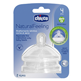 Natural Feeling Silicone Baby Bottle Nipple 4m+ Adjustable Flow (2pcs)
