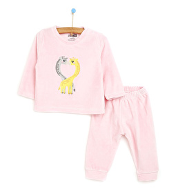 Basic Kız Bebek  Kadife Pijama Takımı