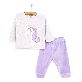 Basic Kız Bebek  Kadife Pijama Takımı