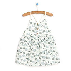 My Favorite Summer Kız Bebek Naturel Askı Detaylı Dokuma Elbise