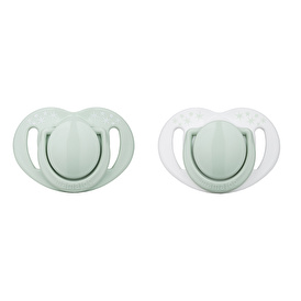 Powder Green Patterned Silicone Orthodontic False Pacifier 6 Months + (Boxed)