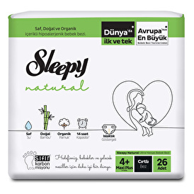 Natural Baby Diapers Size 4+ Maxi Plus 9-16 kg 26 pcs