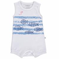 Summer Baby Boy Fish Printed Interlock Rib Sleeveless Jumpsuit