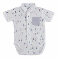 Summer Baby Boy Sailboat Short Sleeve Polo Neck Shirt