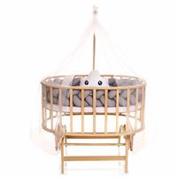 Natural Amedan Mother Side Basket Crib Knit Gray + Bedding Set