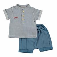 Yaz Erkek Bebek Cram Culup Pamuklu Kısa Kol 2li Tshirt-Şort