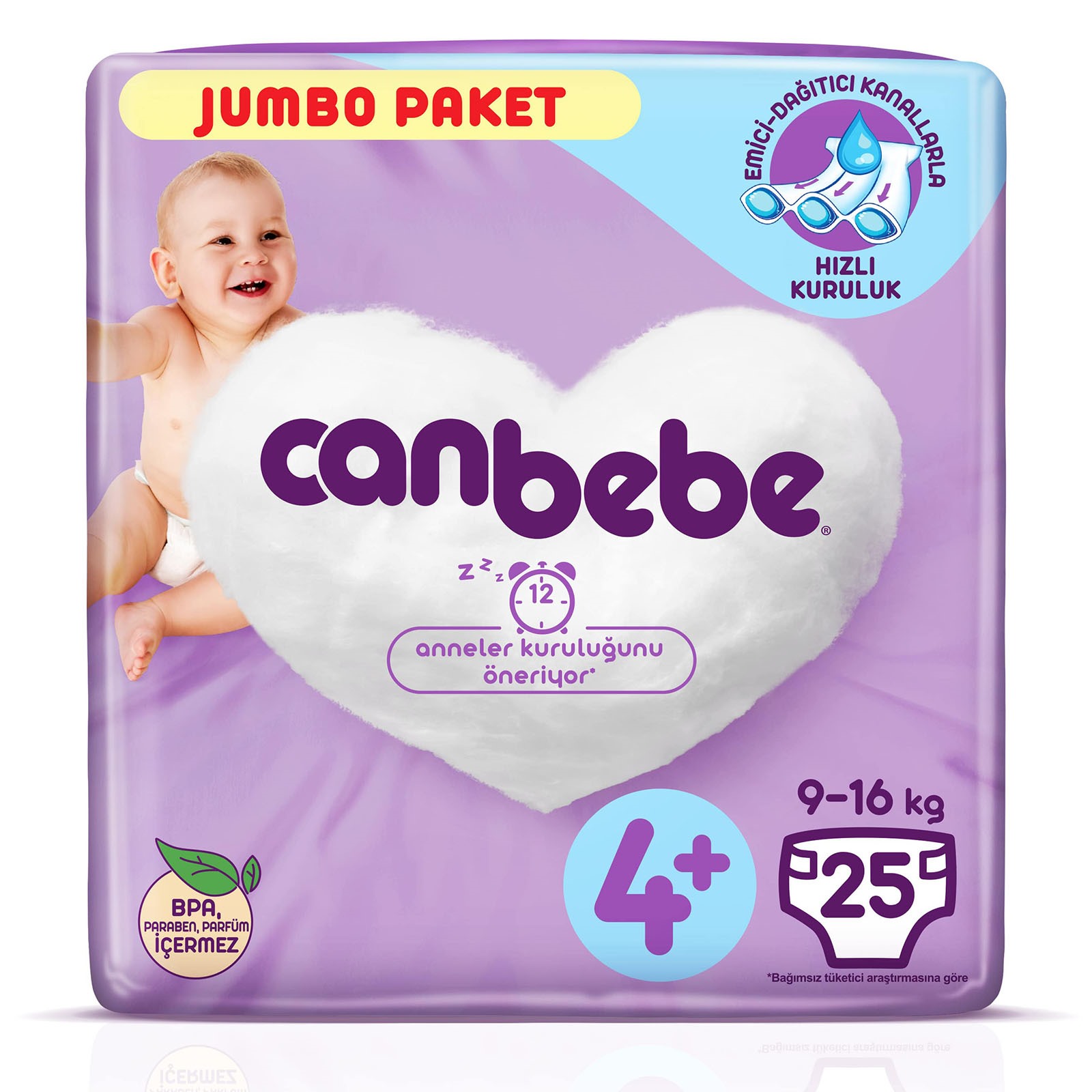 Canbebe 4+ Beden Jumbo Paket Maxiplus Bebek Bezi 916 kg 25 adet