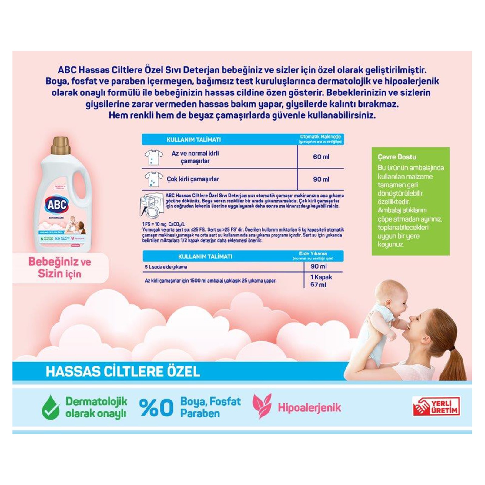 ABC Sıvı Deterjan Bebek&amp;Hassas Ciltler 1500 ML 25 Yıkama