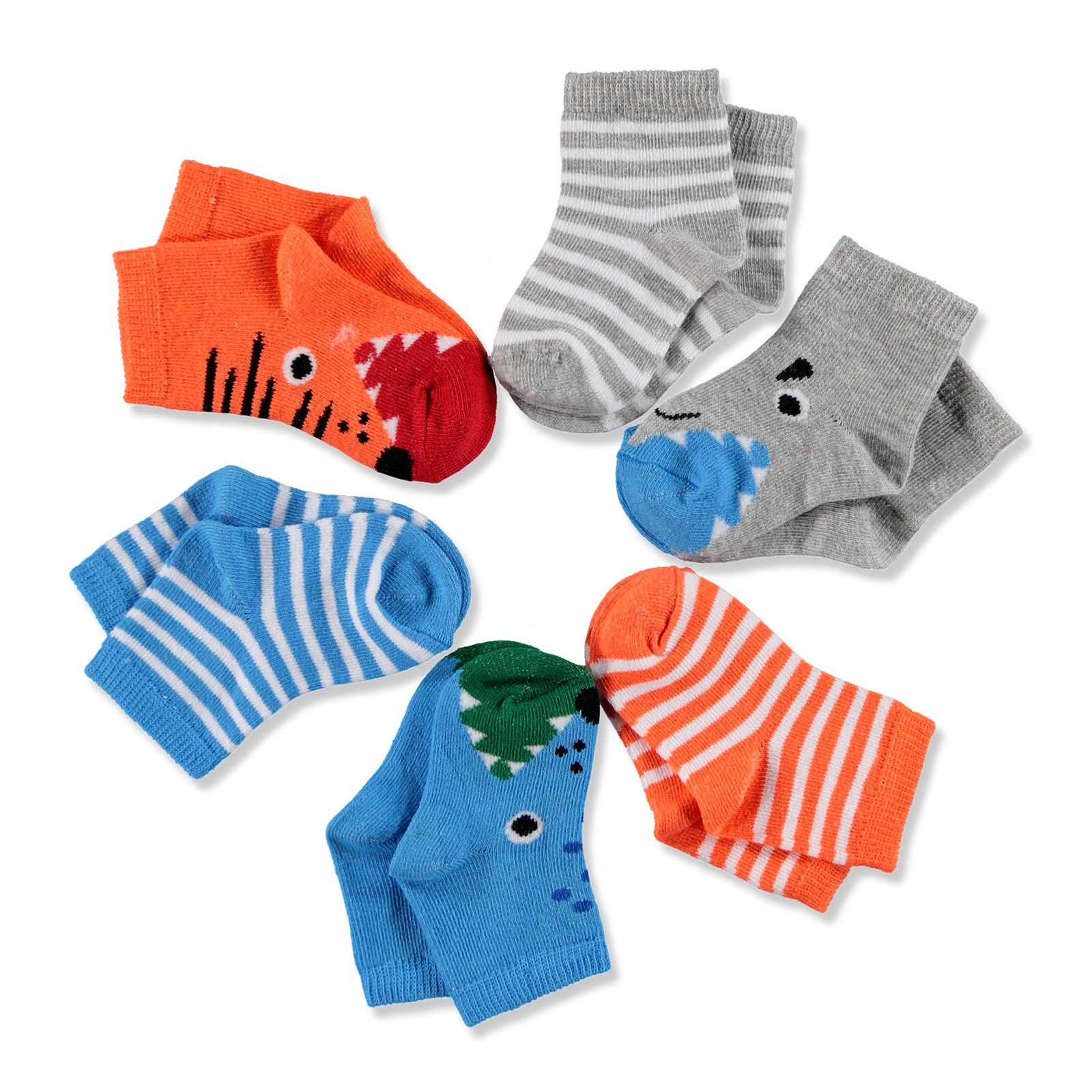 ebebek HelloBaby Anti Skid Cotton Socks 3 Pairs Non-slip for Boy Girl 1-4 Years Baby 